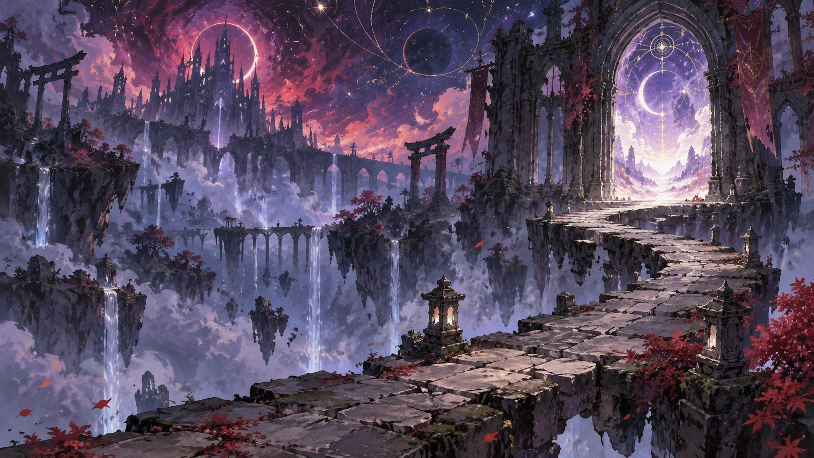 PC-98時代の五作品を想像して描いた二次創作風景