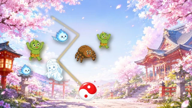 霊夢の妖怪退治・跳弾五番勝負のゲーム画像