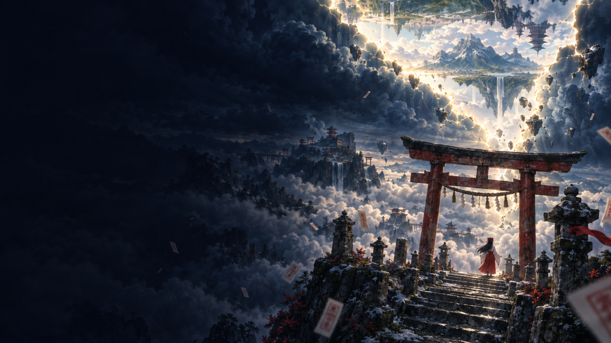 東方シューティングVer4 空裂異変：雲海に裂けた空と鳥居
