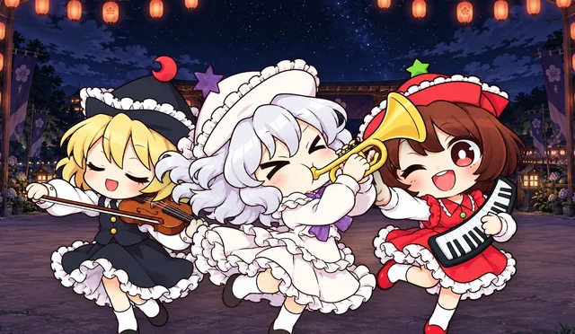 演奏するプリズムリバー三姉妹(TOPカード用)
